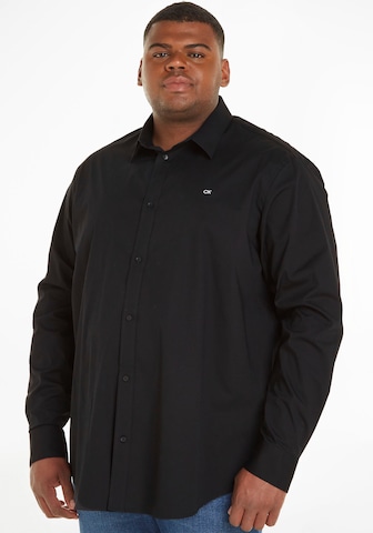 Calvin Klein Big & Tall Slim fit Button Up Shirt in Black: front