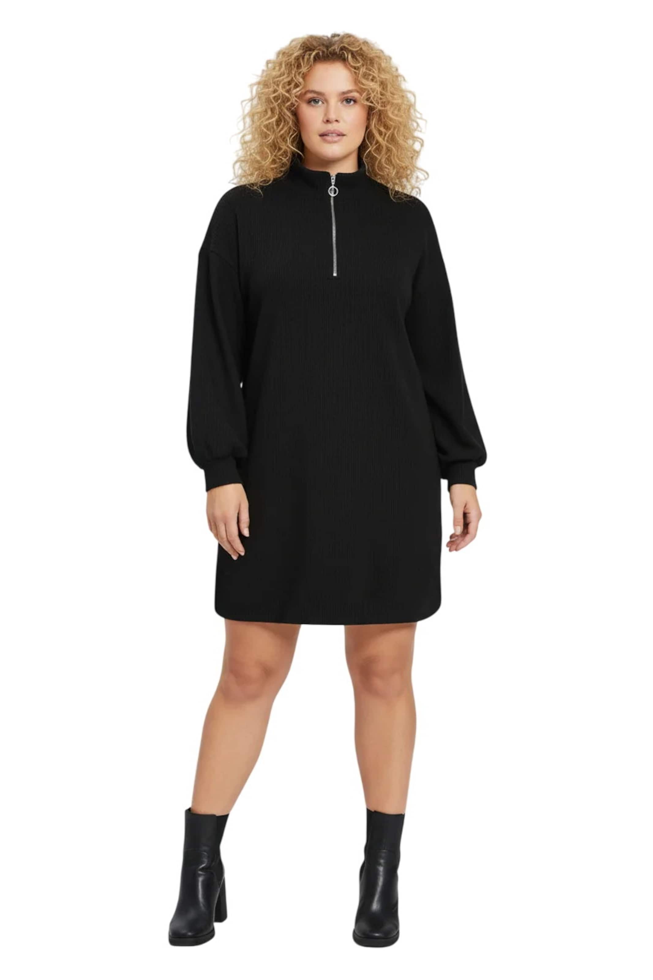 Shape Of You Gebreide jurk in Zwart: voorkant