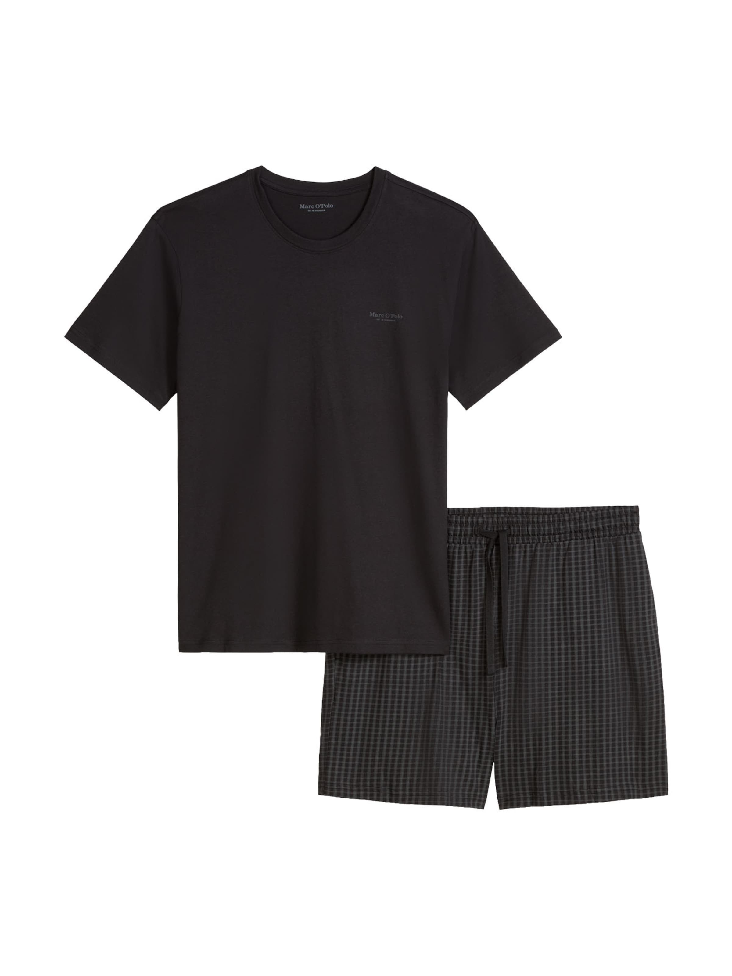 Marc O'Polo Pyjama kort ' Shorty Classic ' in Zwart: voorkant