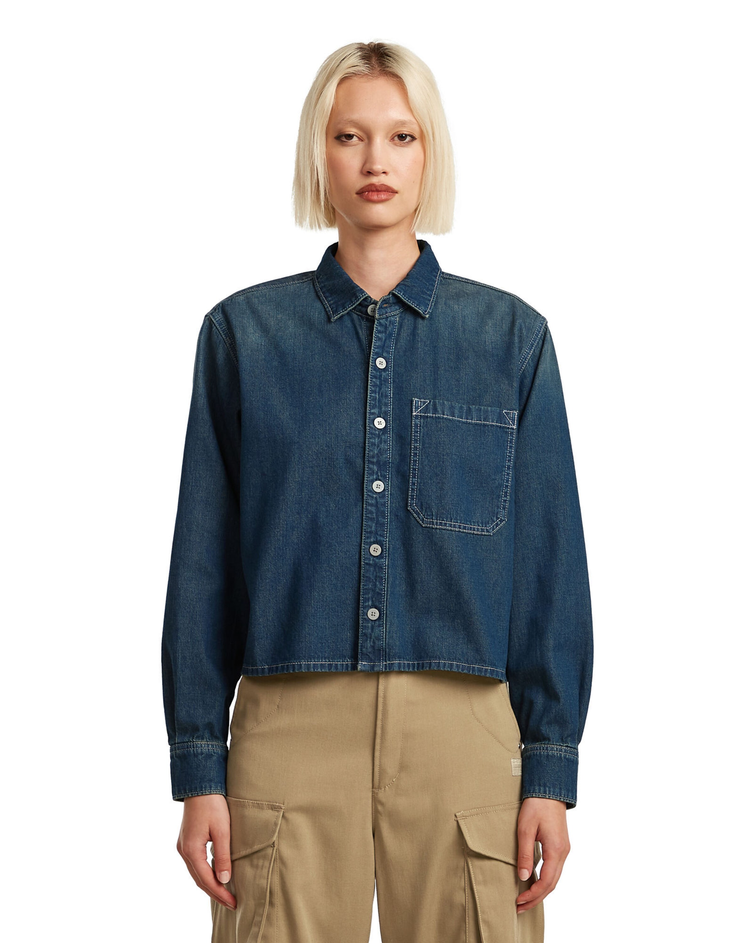 G-STAR Blouse in Blauw: voorkant