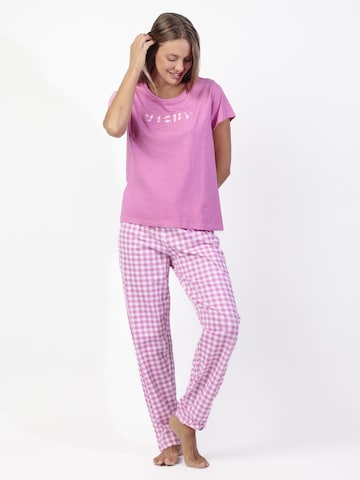 admas - Pijama 'ADMAS Pijama Manga Corta Vichy Mood para Mujer' en rosa: frente