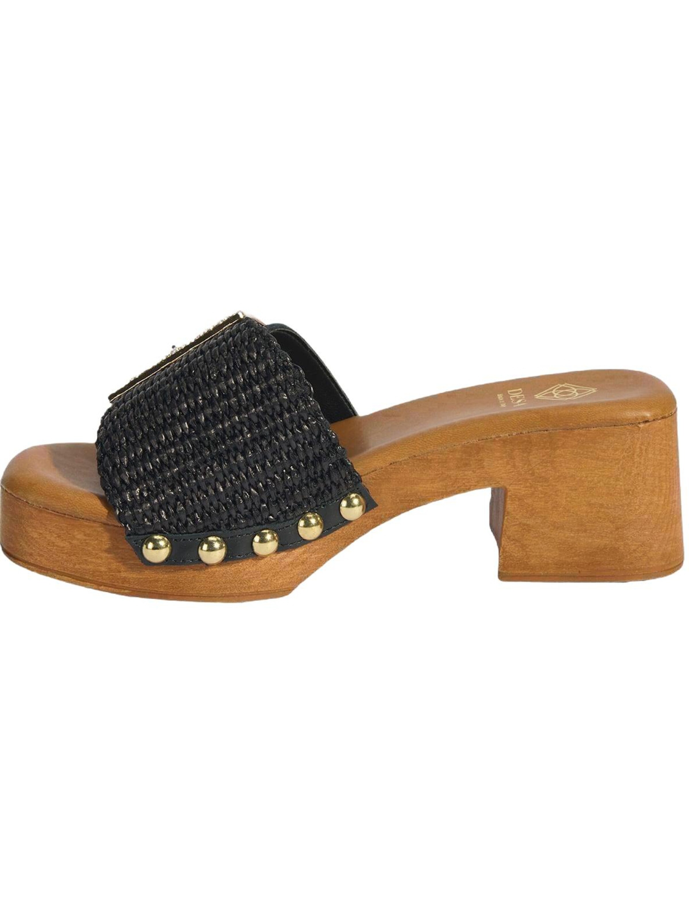 Desa Slipper 'Hausschuhe mit Absatz' in Black