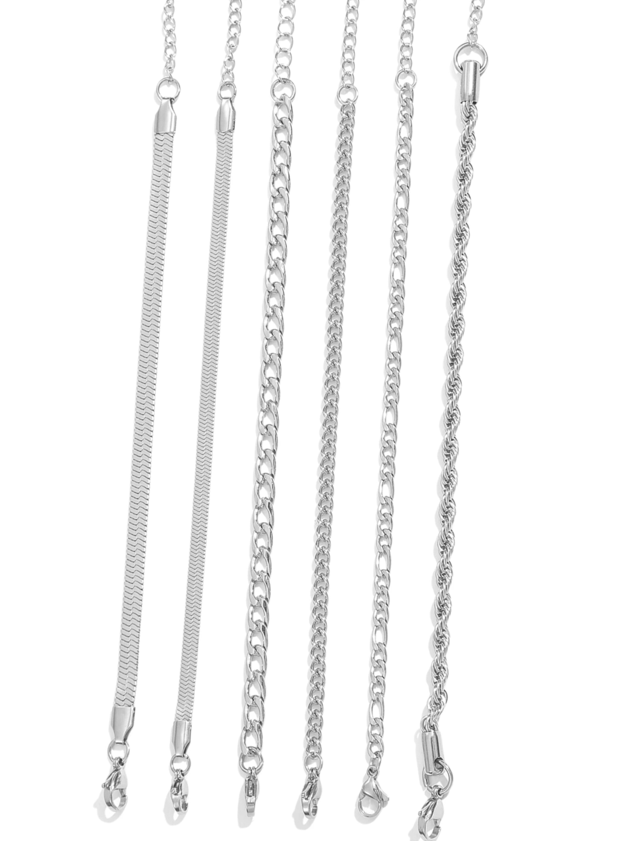 NTHIRTYTHREE Jewelry Set 'Schmuckset 6 Stück vergoldeter Edelstahl Armbänder Schmuck' in Silver: front