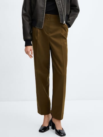 MANGO Loose fit Pleat-Front Pants 'Joao' in Green: front