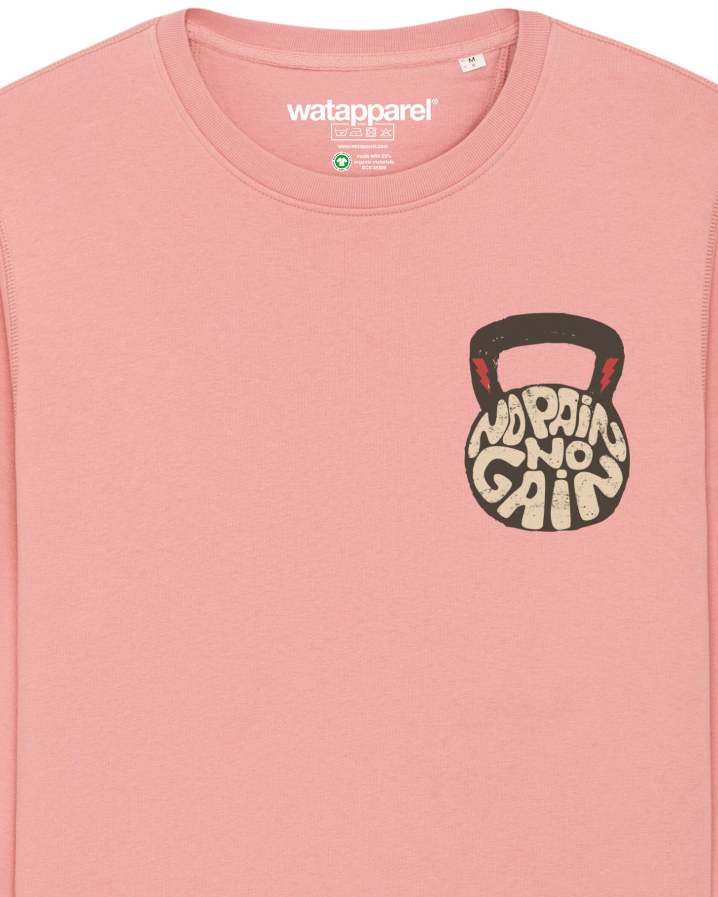 Sweat-shirt ' No Pain, no Gain 01 ' Watapparel en rose