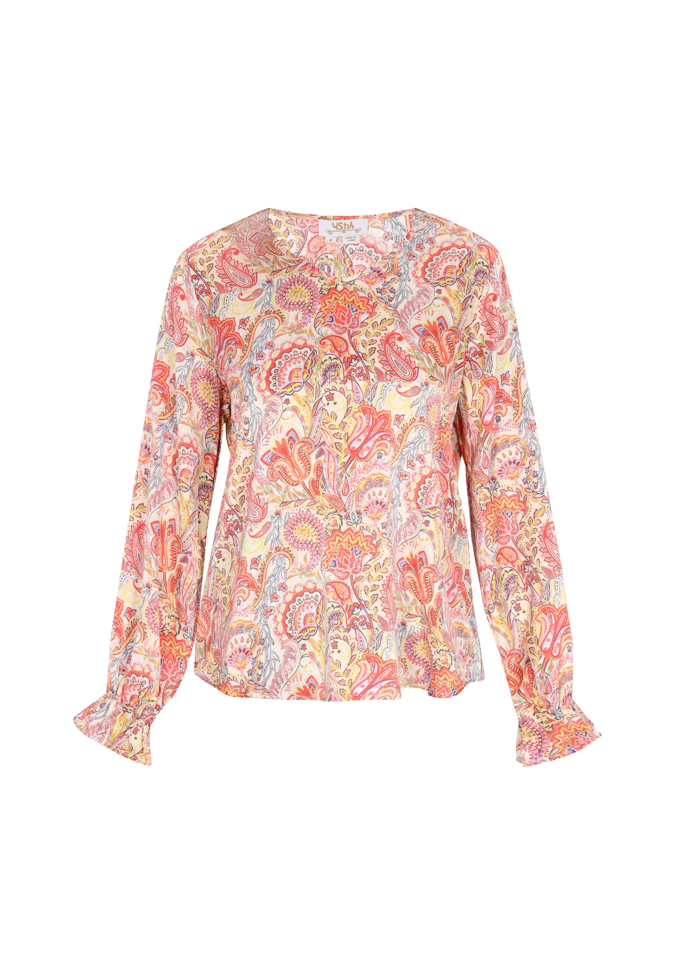 usha FESTIVAL Blusa 'Festival' en amarillo / naranja pastel / rojo / offwhite, Vista del producto