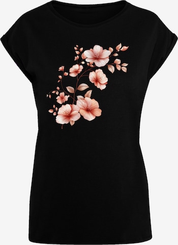 T-shirt 'Rosa Blumenzweig' F4NT4STIC en noir : devant