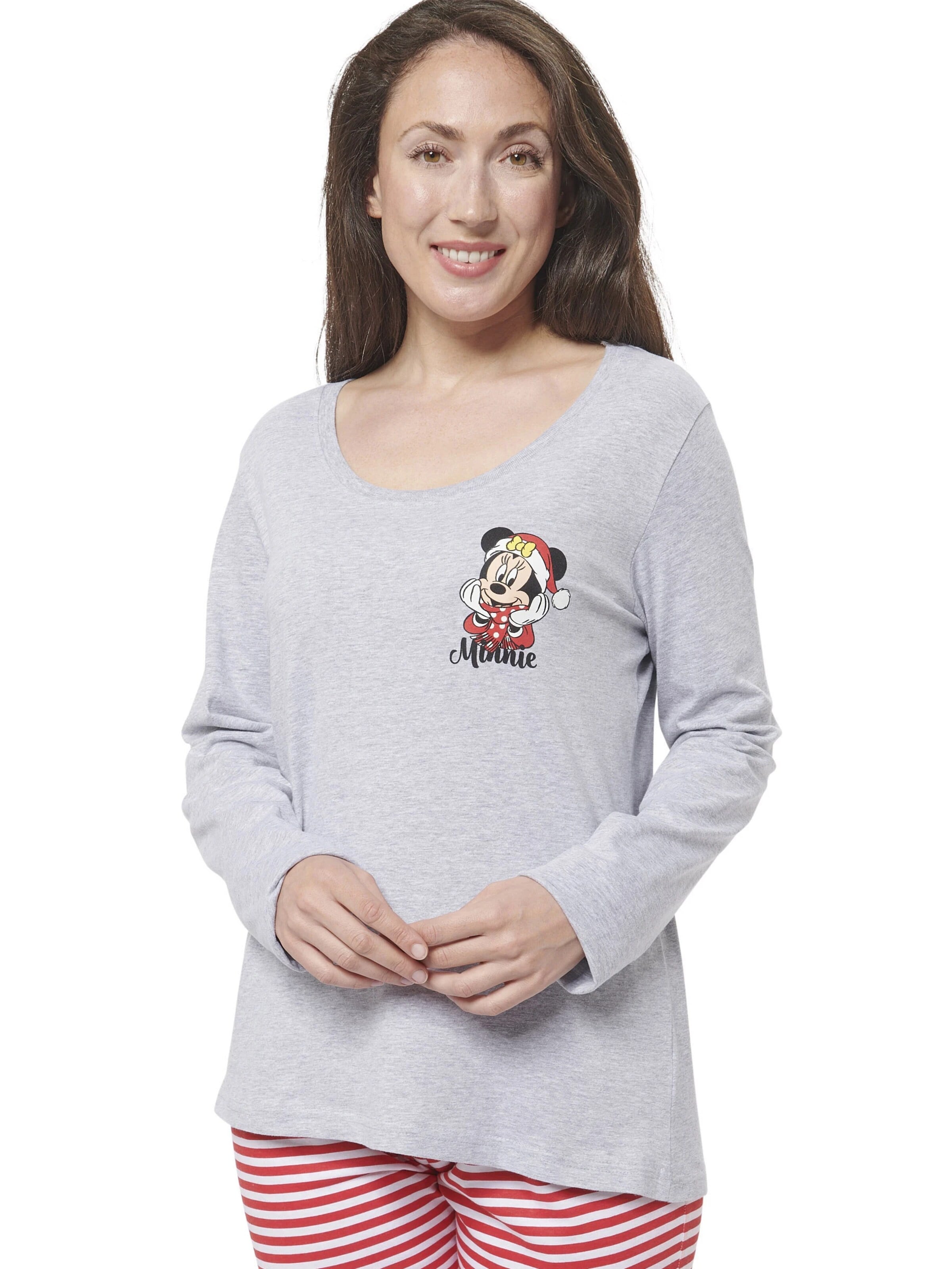 Disney Minnie Mouse Pyjama 'XMAS Christmas'‌‌‌‌‌‌‌‌ in Grau: Vorderseite