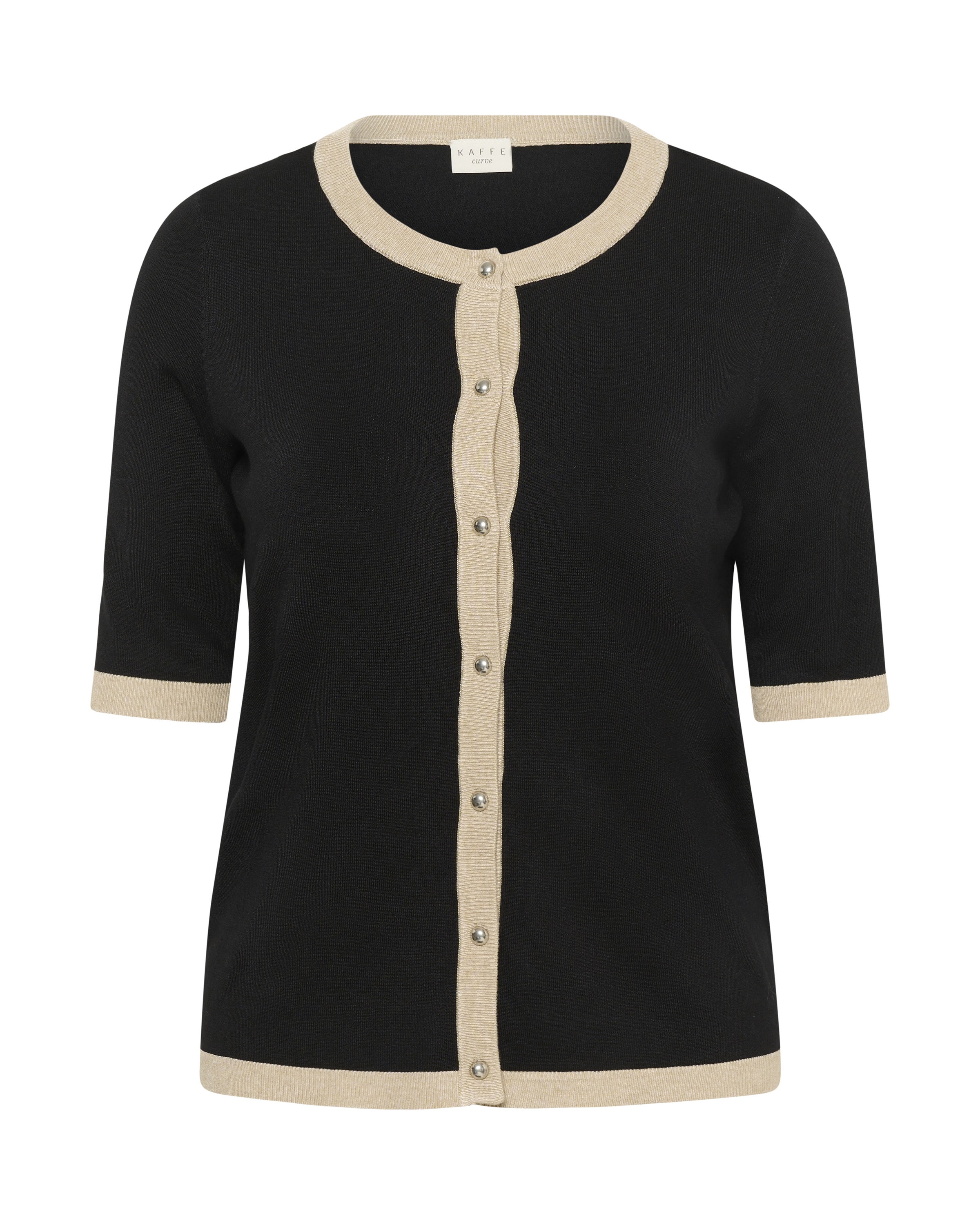 KAFFE CURVE Strickjacke in Schwarz: Vorderseite