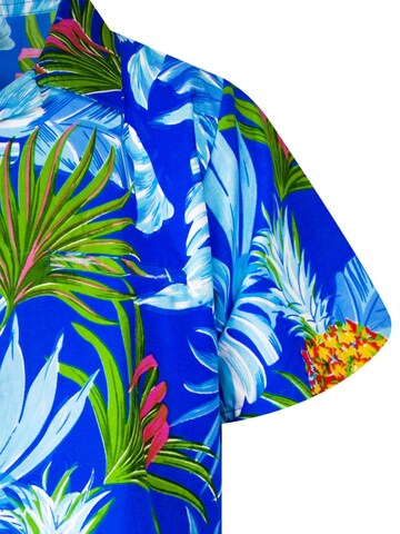 King Kameha Shirt 'Pineapple Leaves' in Blau
