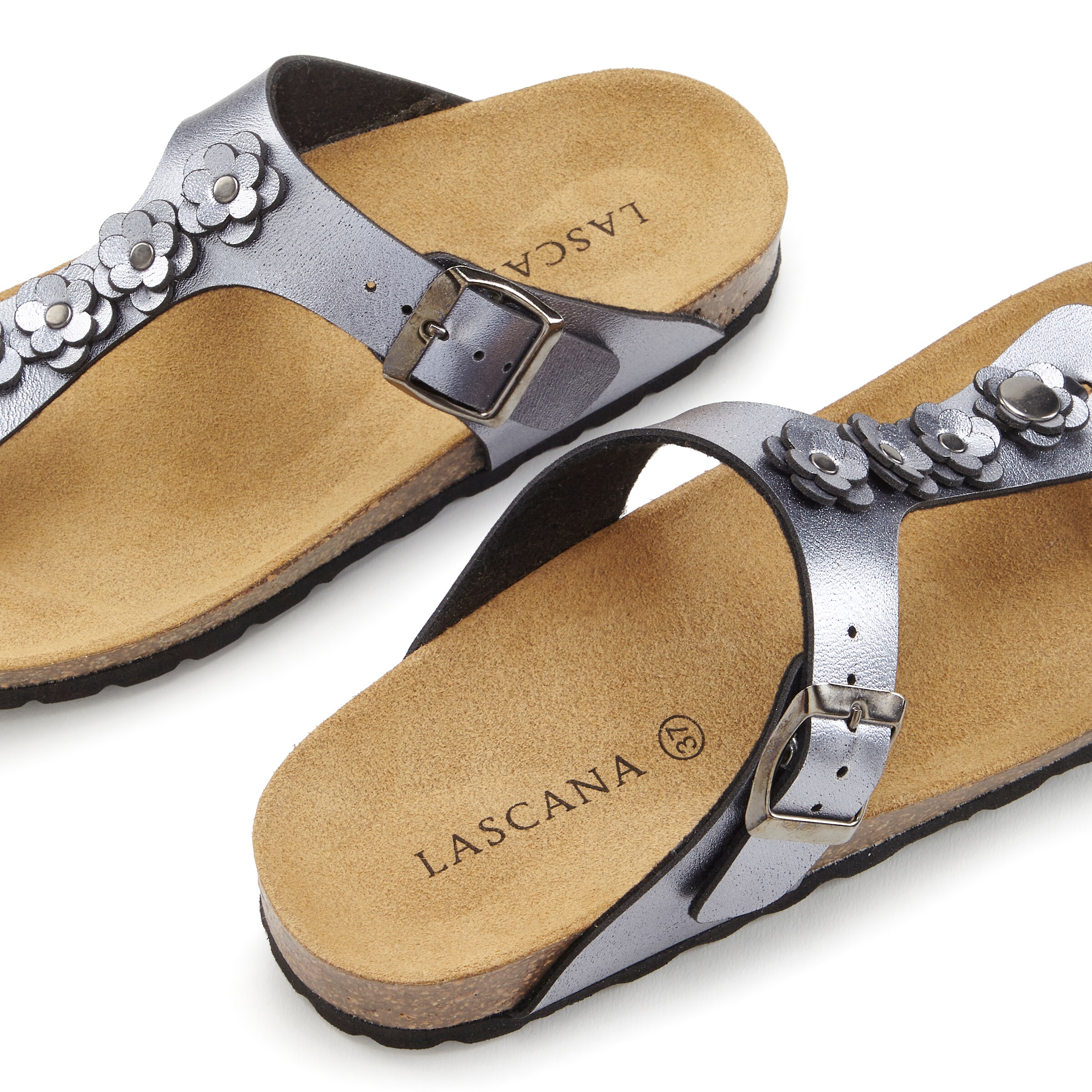 LASCANA T-Bar Sandals in Silver