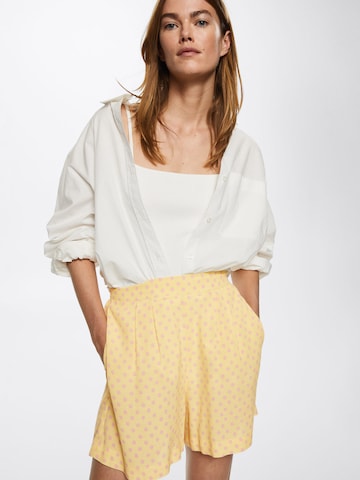 MANGO Wide leg Pleat-Front Pants 'AMELIA' in Yellow: front