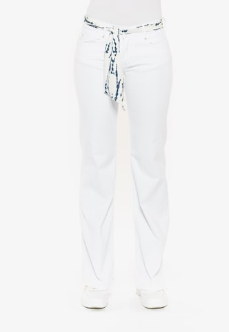 Le Temps Des Cerises Regular Jeans 'FLARE' in White: front