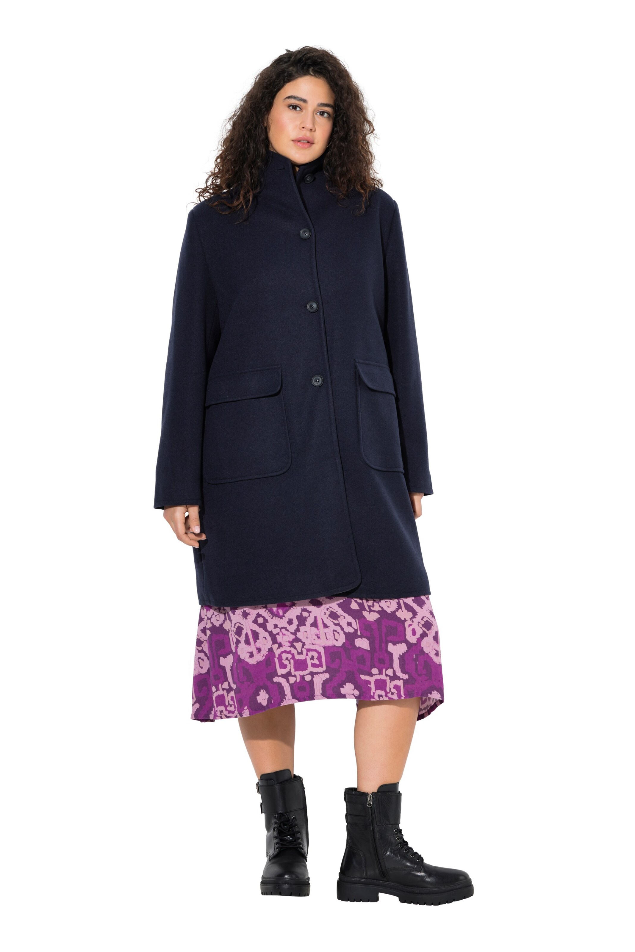 Ulla Popken Between-seasons coat in Blue: front