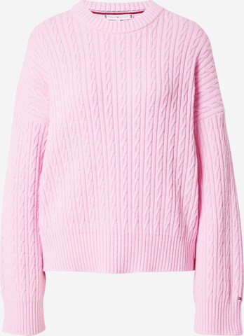 TOMMY HILFIGER Tröja 'CABLE' i rosa: framsida