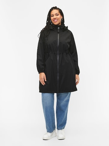 Zizzi Between-Seasons Coat 'MADVENTURE' in Black