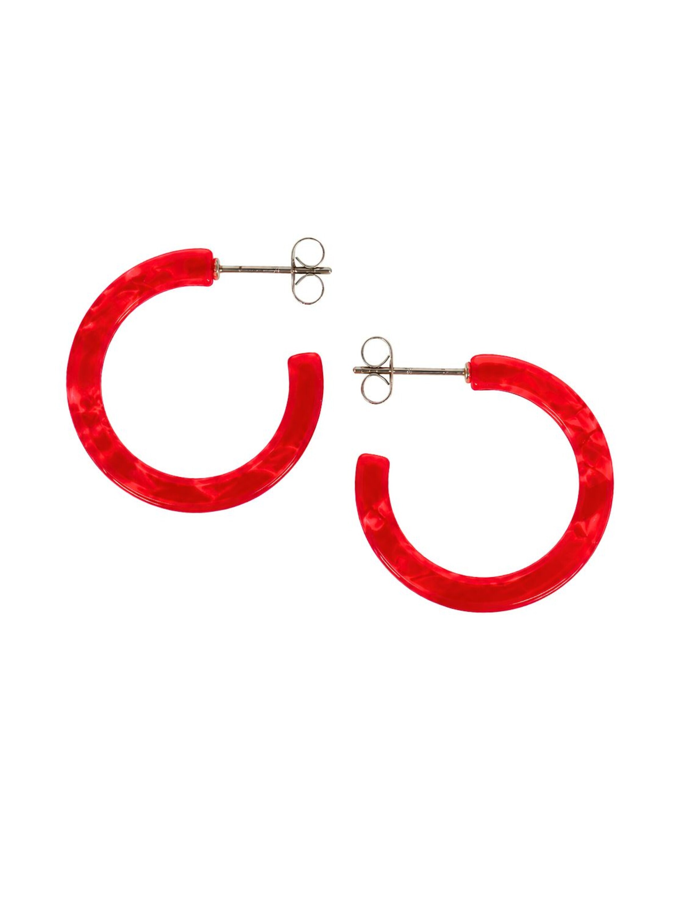 Fräulein Wunder Earrings 'Acetat Anni' in 2.5 cm x 2.5 cm in Ruby red, Item view