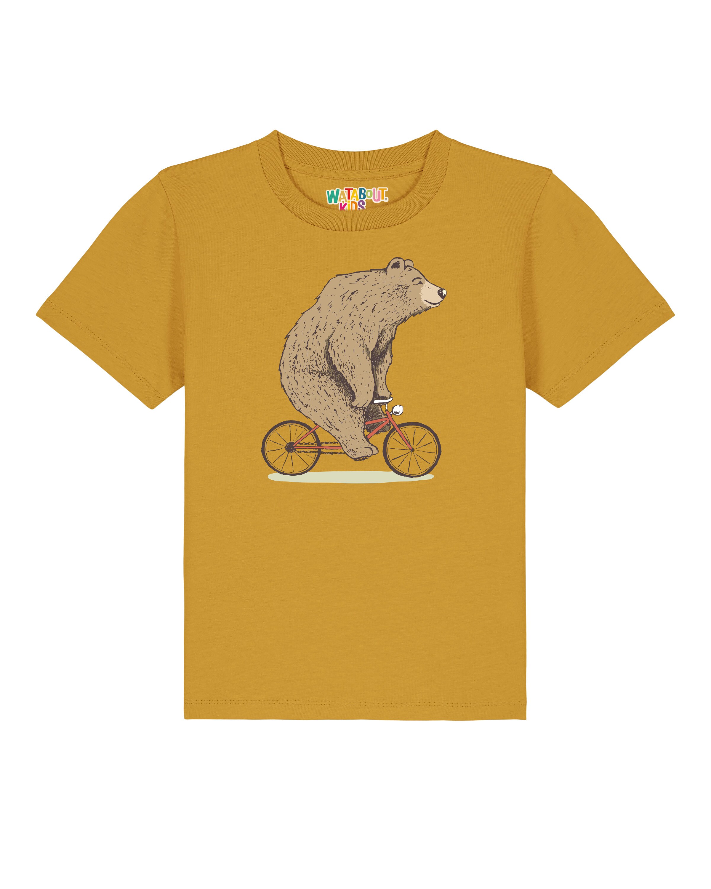 Maglietta 'Fahrradbär' di watabout.kids in giallo: frontale