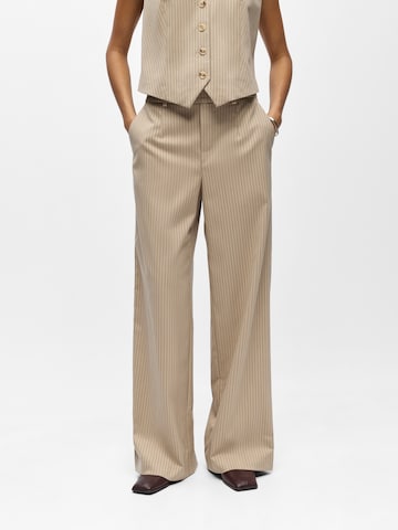 Wide Leg Pantalon 'OBJLISA' OBJECT en beige : devant