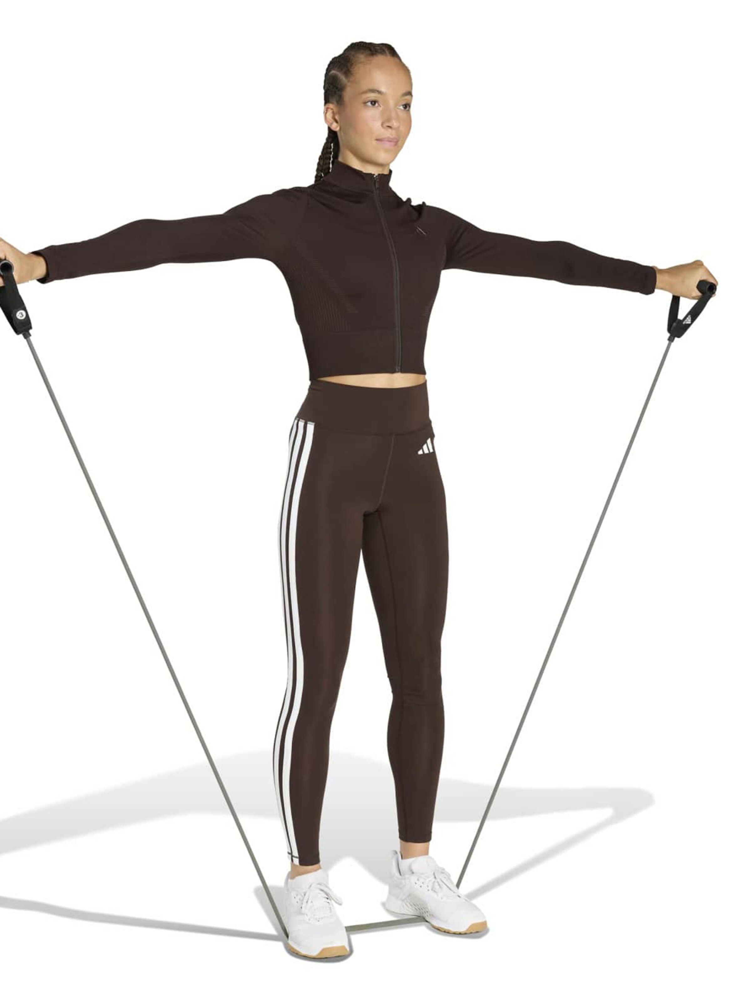 ADIDAS PERFORMANCE Gebreid sportvest 'Essentials' in Bruin: voorkant