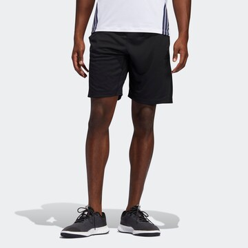 ADIDAS SPORTSWEAR - Regular Calças de desporto '3-Stripes 9-Inch' em preto: frente