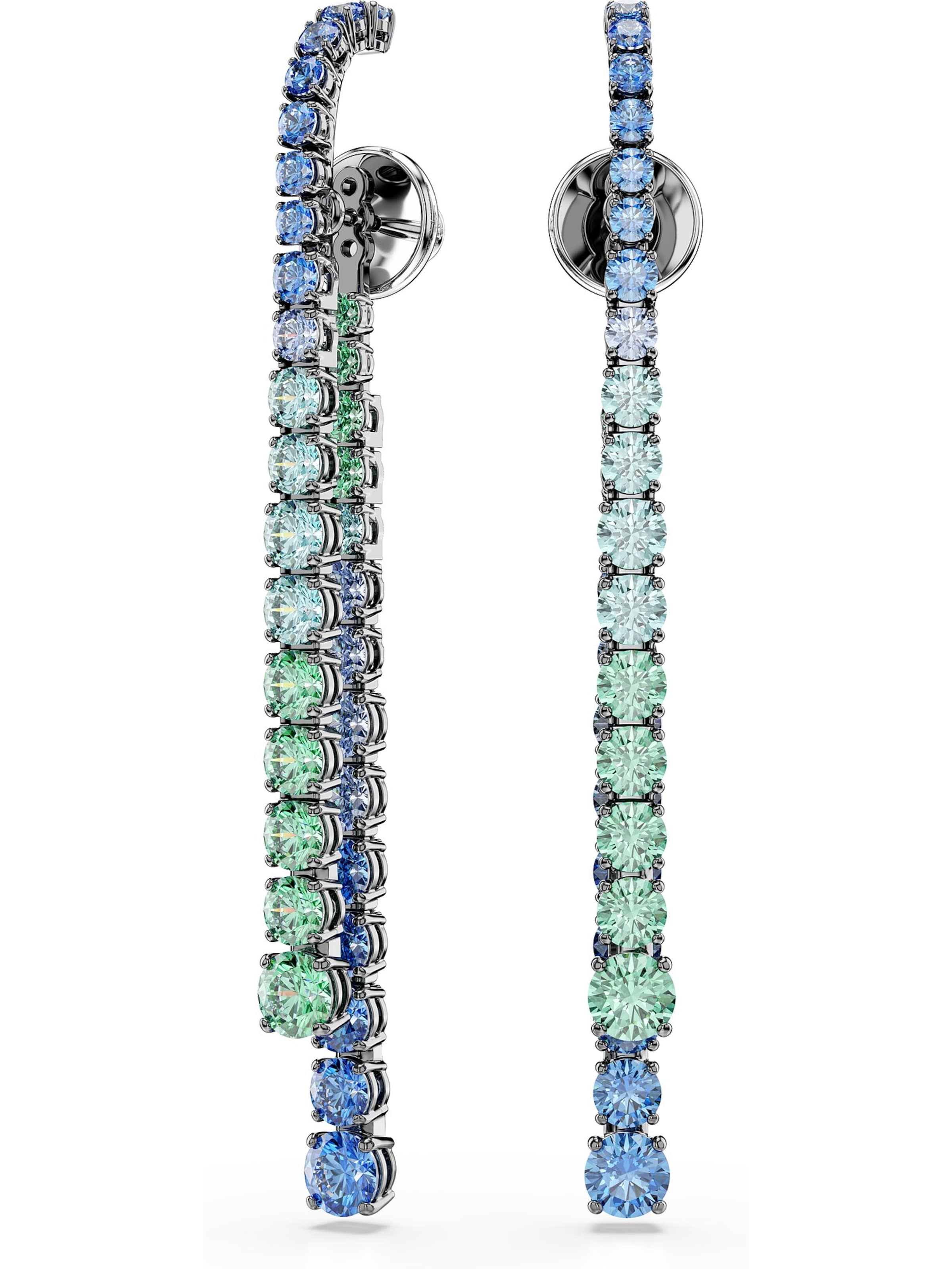 Swarovski Ohrringe in blau / pastellblau / hellgrün / silber, Produktansicht