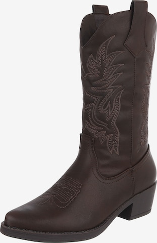 Ital-Design Cowboy Boots in Brown: front