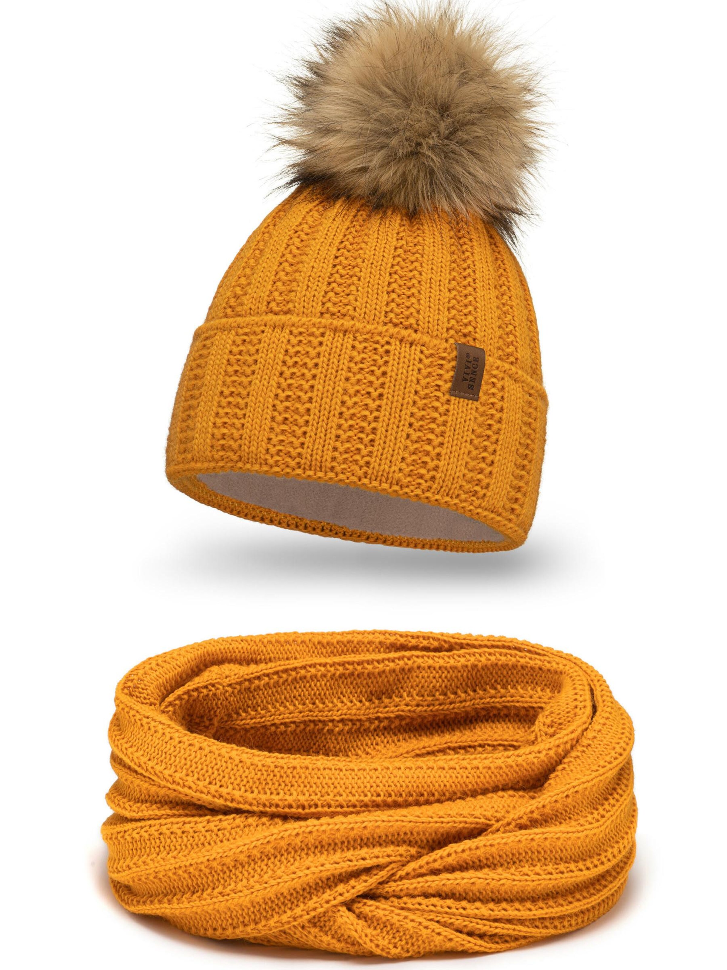 Vivisence Mütze '7019 Set'‌‌‌‌‌‌‌‌‌‌ in Gelb: Vorderseite