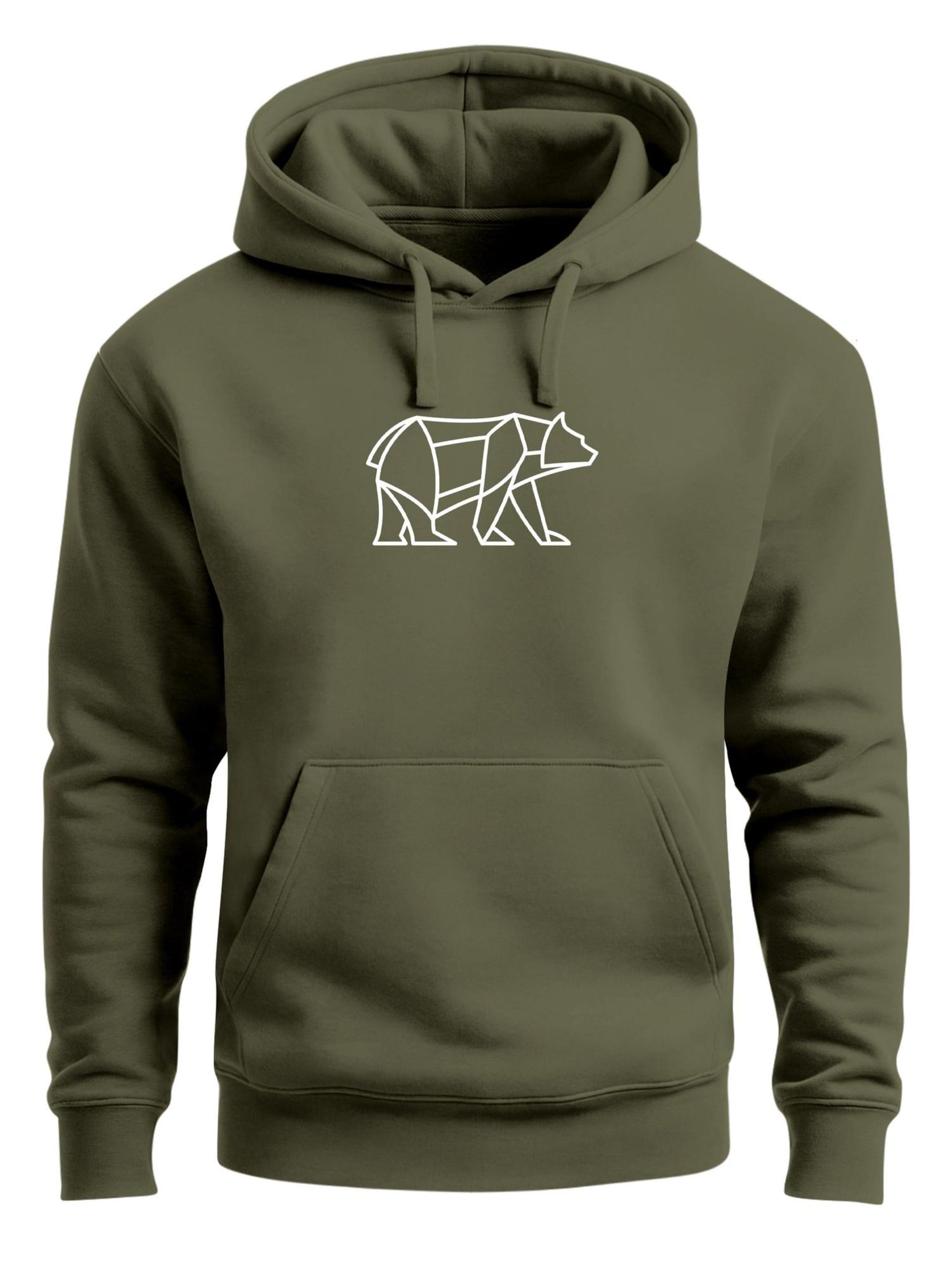 Neverless Sweatshirt 'Bär Lineart Polygon'‌‌ in Grün: Vorderseite