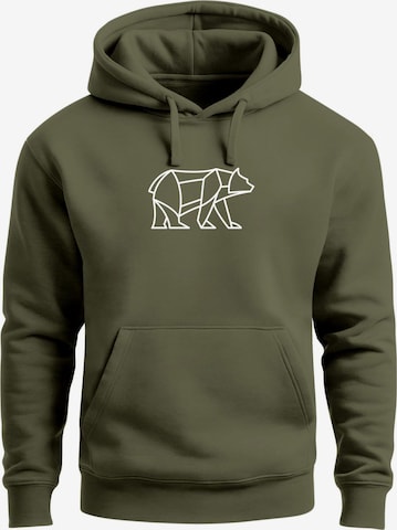 Neverless Sweatshirt 'Bär Lineart Polygon' in Grün: Vorderseite