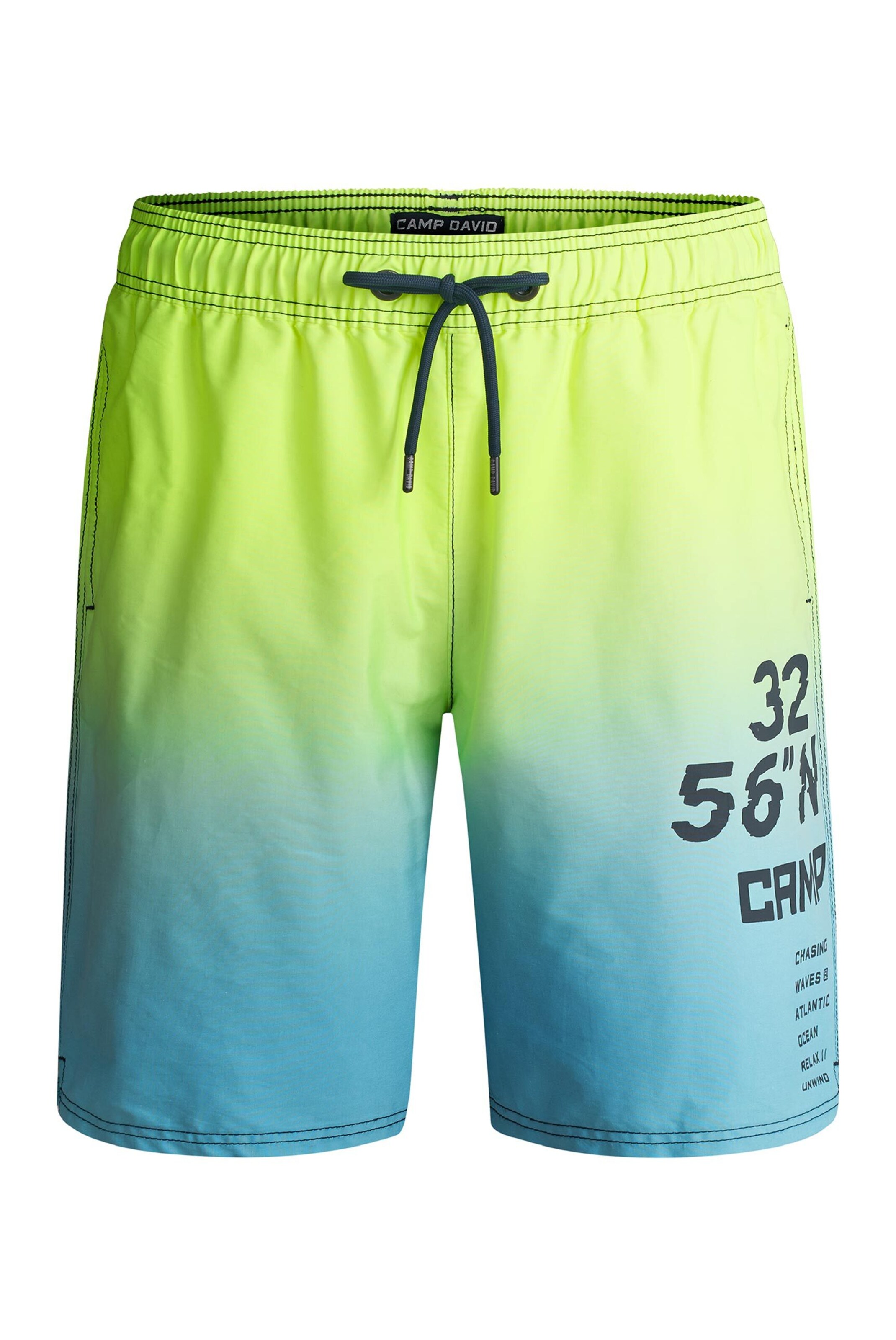 CAMP DAVID Beachshorts mit Farbverlauf und Print in Blau: Vorderseite
