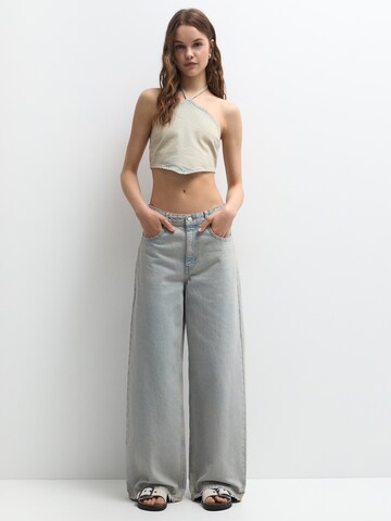 Pull&Bear Wide leg Jeans in Blauw