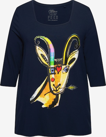 T-shirt Ulla Popken en bleu : devant