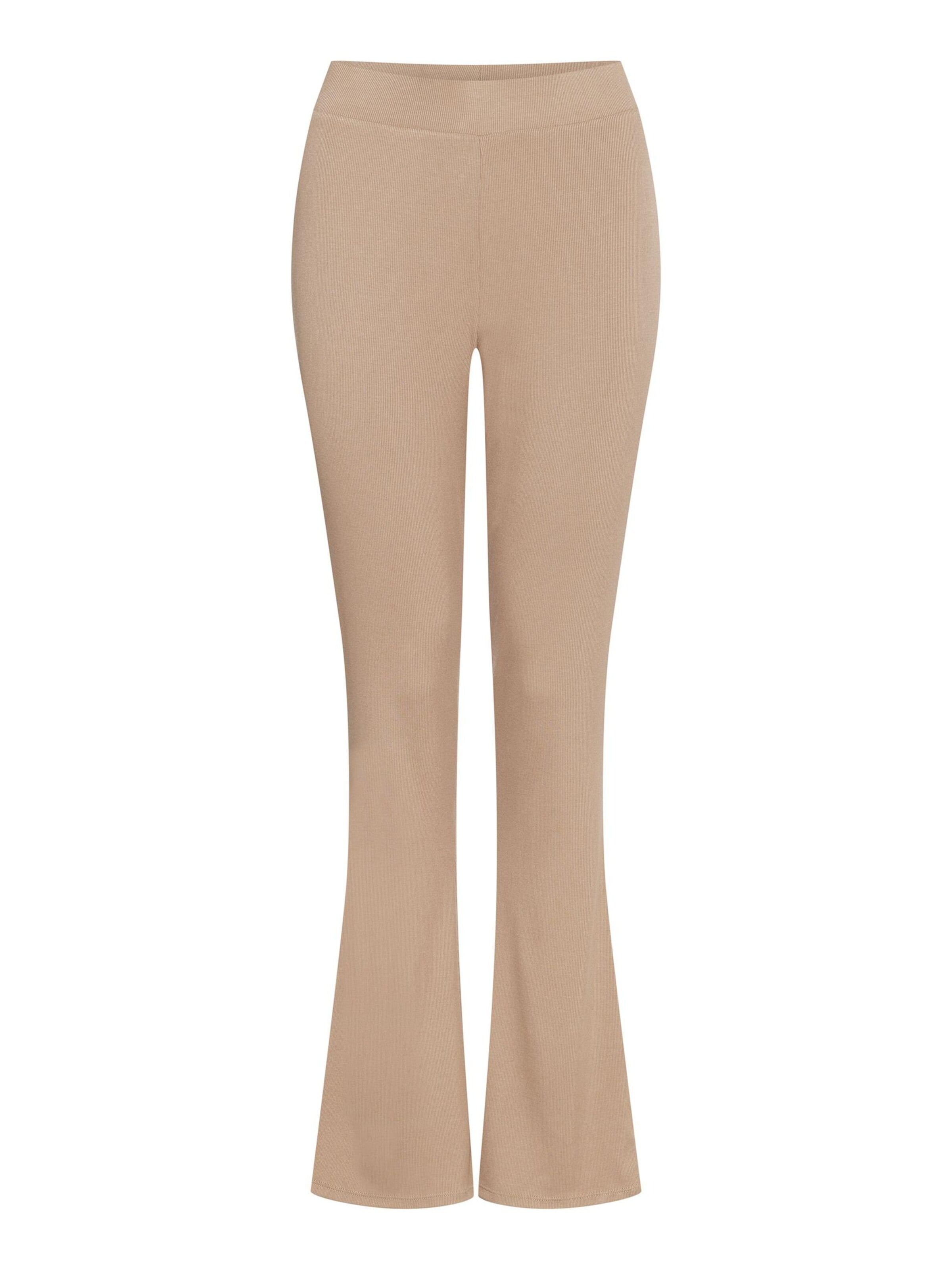 ESOTIQ - Acampanado Pantalón 'Haushose Schlaghose Viskose Mix weich bequem elastischer Bund Clear' en beige: frente