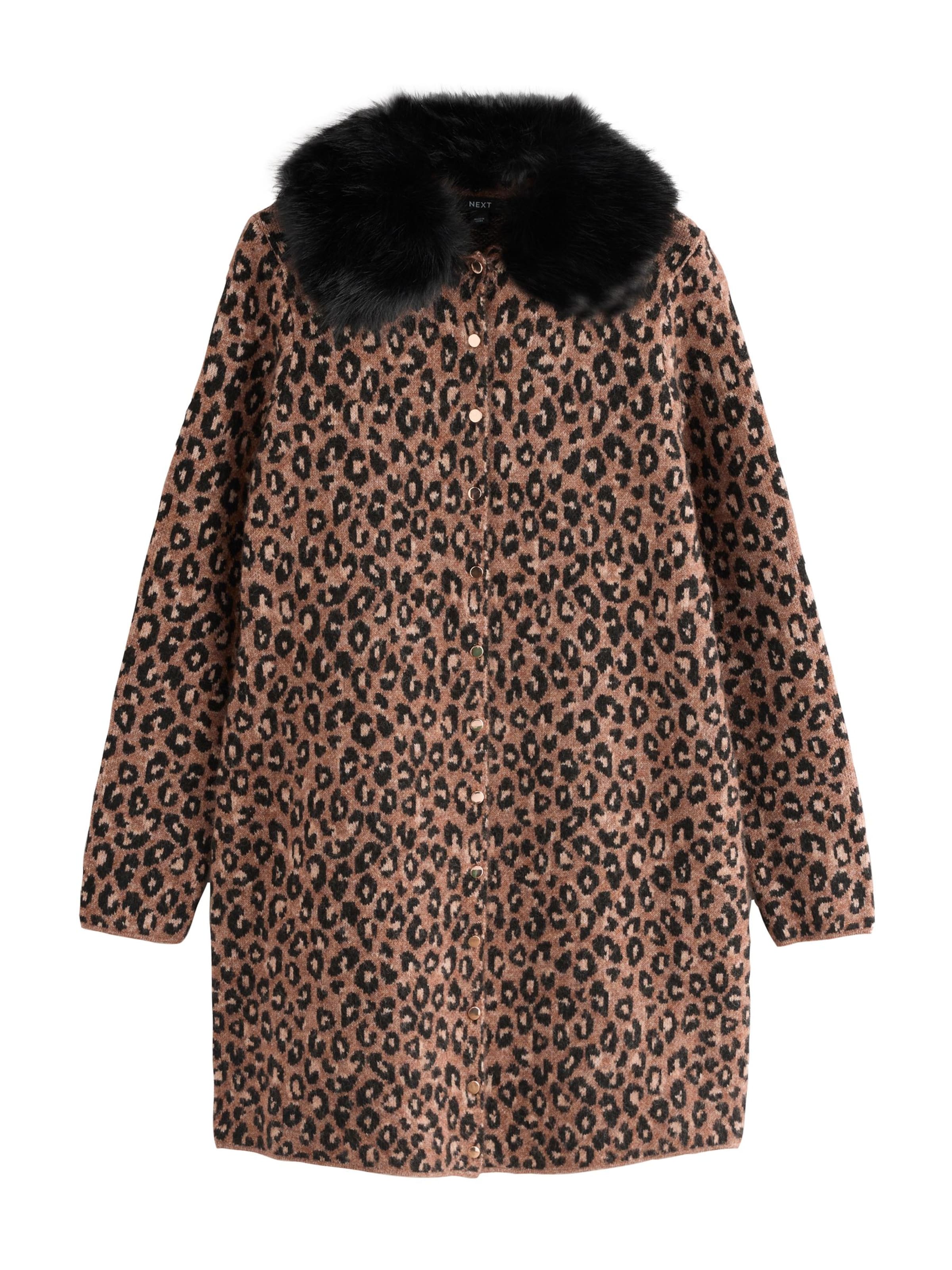 Next Stickad klänning i brun: framsida