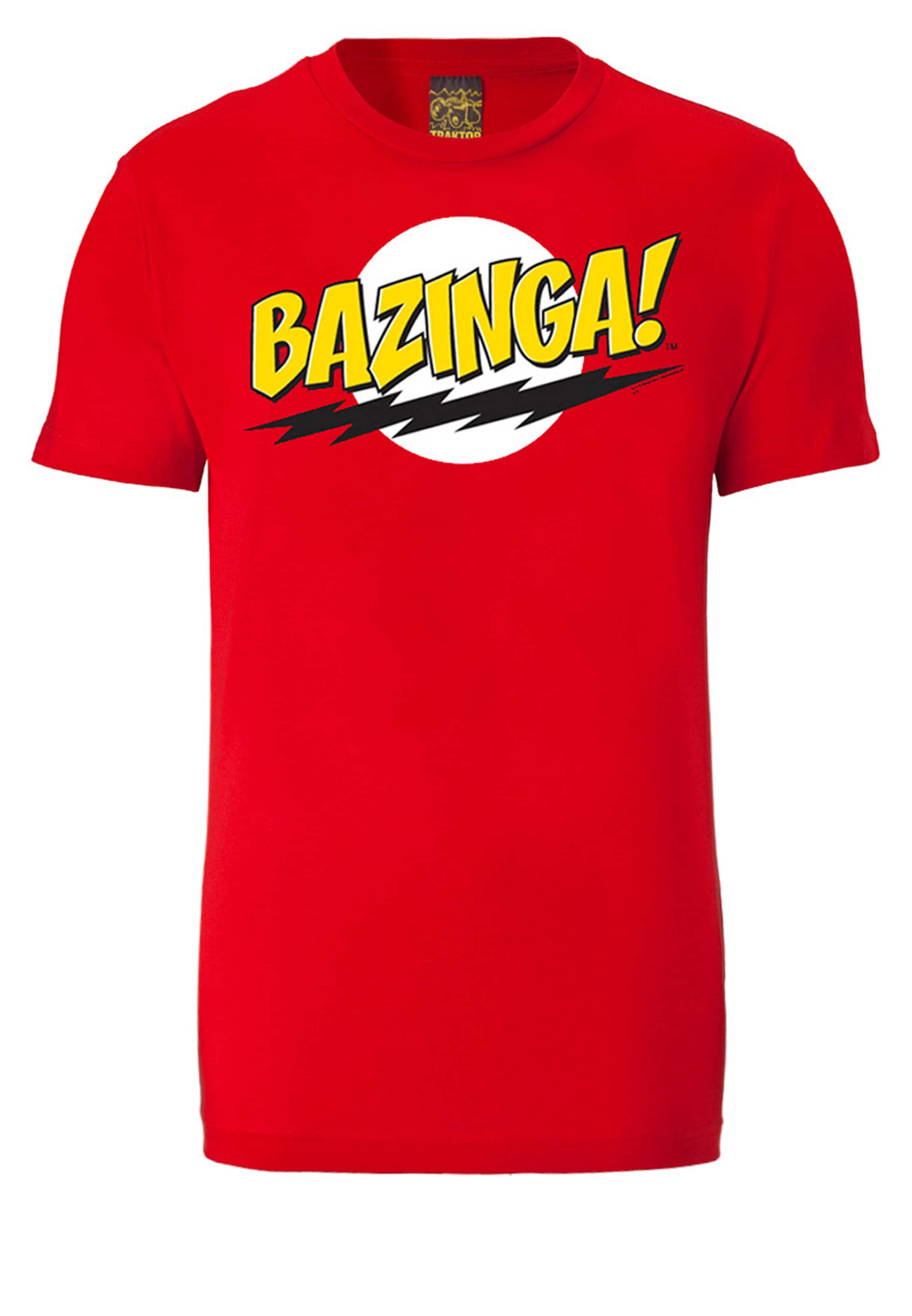 LOGOSHIRT Shirt 'Bazinga' in Red: front