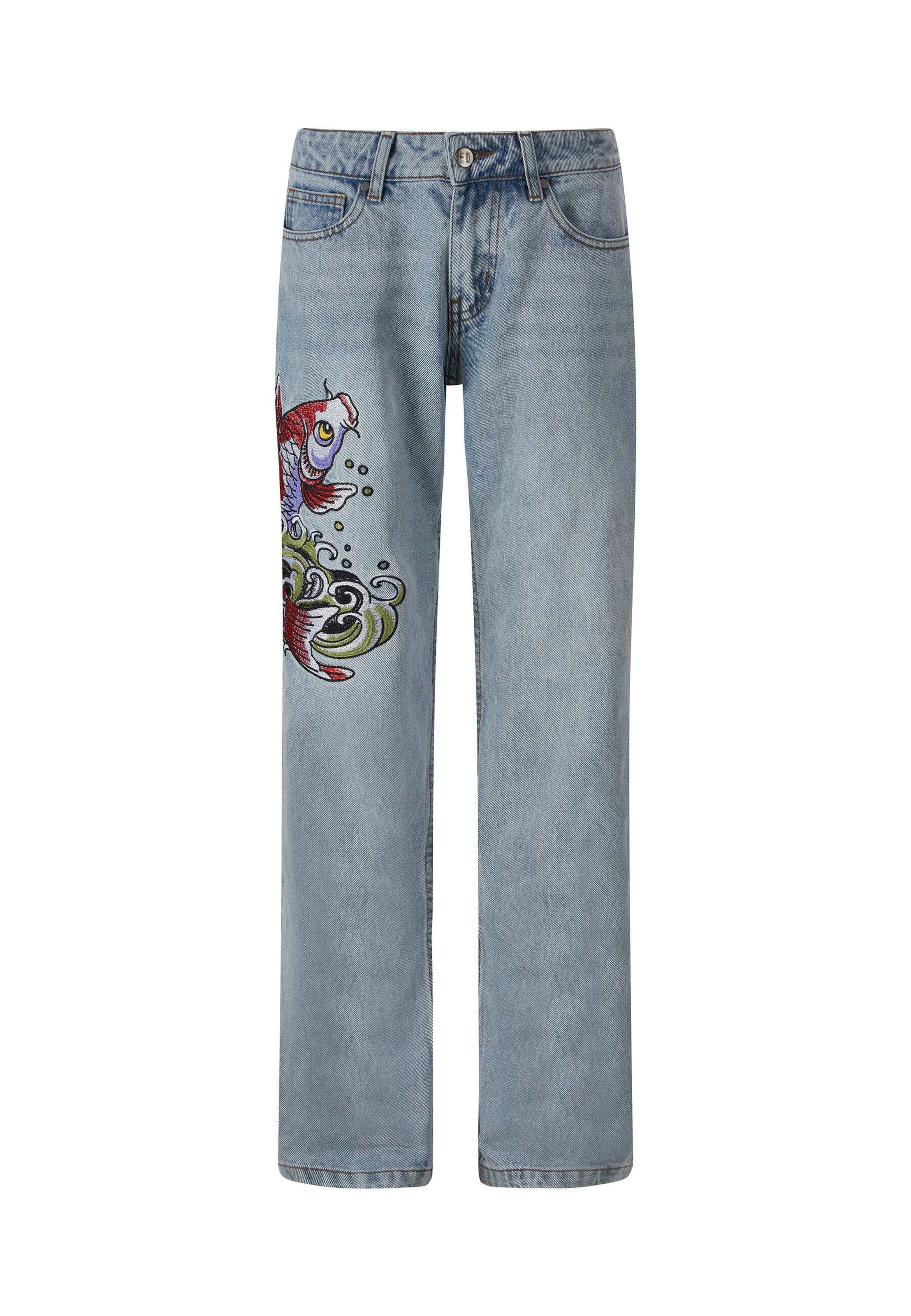 mėlyna Ed Hardy Laisvas Džinsai 'Koi Wave': priekis
