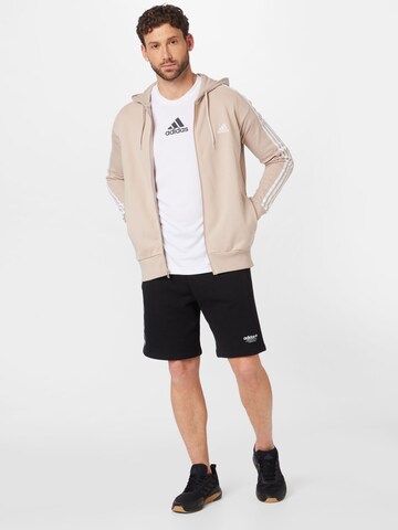 ADIDAS SPORTSWEAR Sports sweat jacket 'Essentials French Terry 3-Stripes ' in Beige