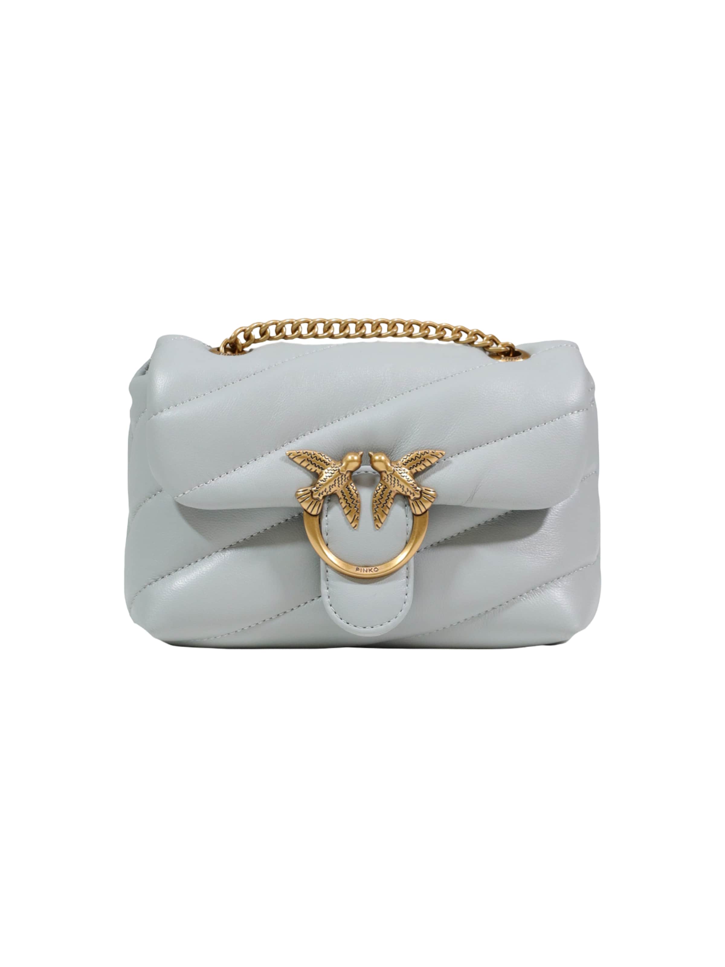 PINKO Skuldertaske 'LOVE PUFF BABY CL SHEEP NAPPA 100040 A0F2' i grå: forside
