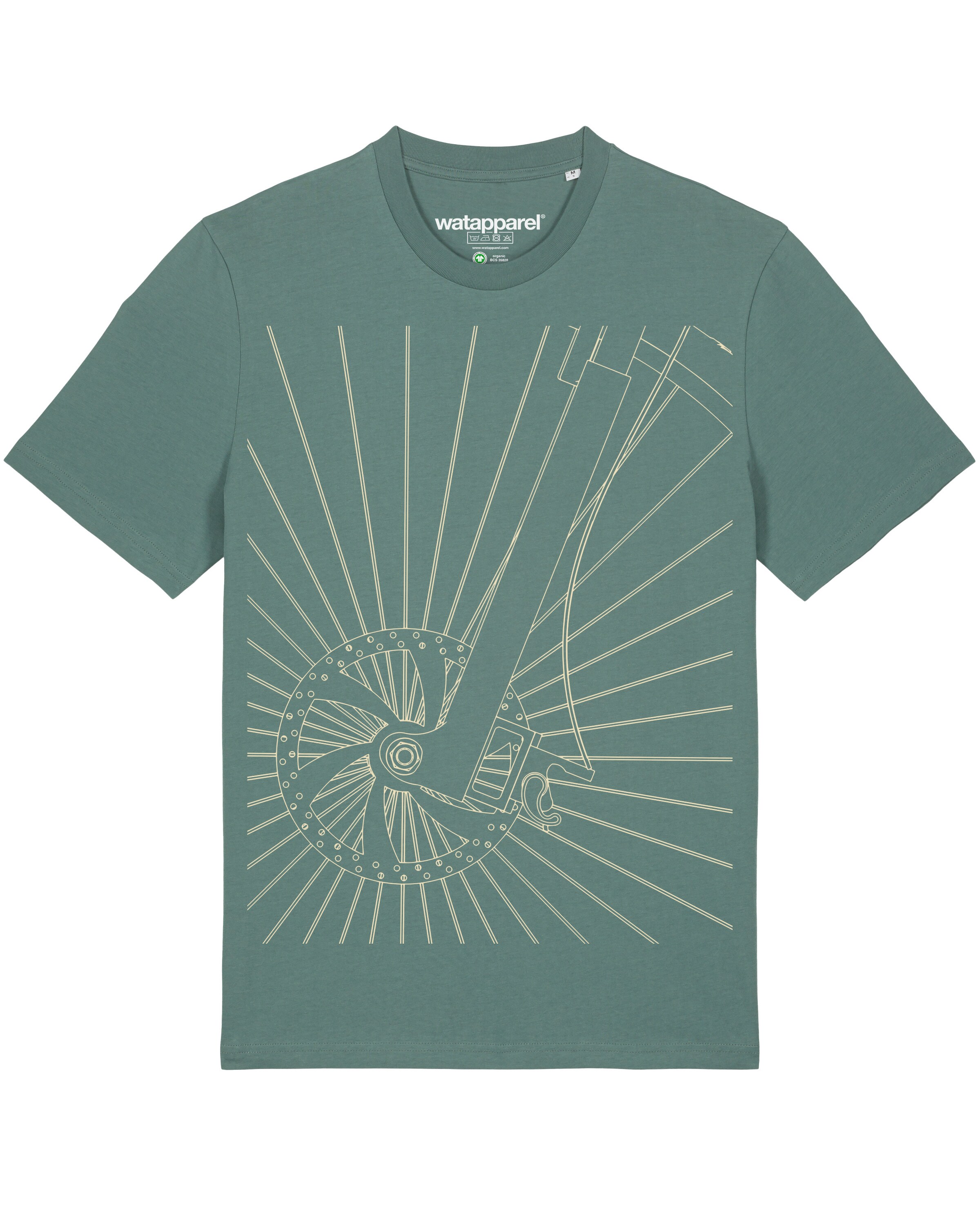 Watapparel Shirt ' Fahrradspeichen ' in Grün: Vorderseite