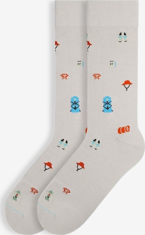 Von Jungfeld Socken 'Signature Icons' in Beige: Vorderseite
