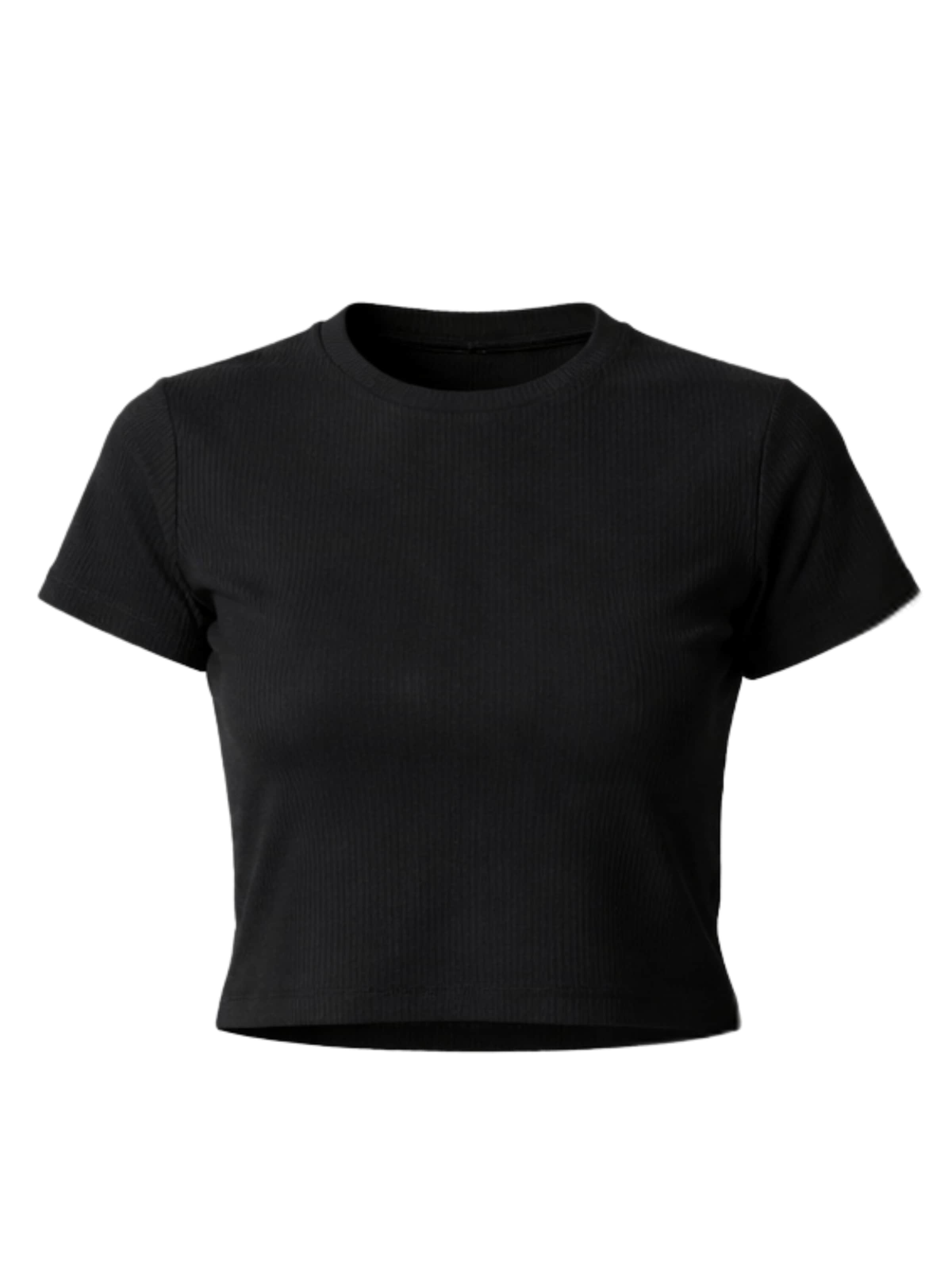 GORG Shirt 'Geripptes Cropped T-Shirt' in Black: front