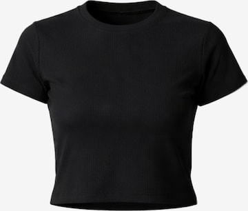 GORG Shirt 'Geripptes Cropped T-Shirt' in Zwart: voorkant
