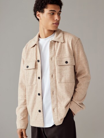 Next Regular fit Button Up Shirt in Beige