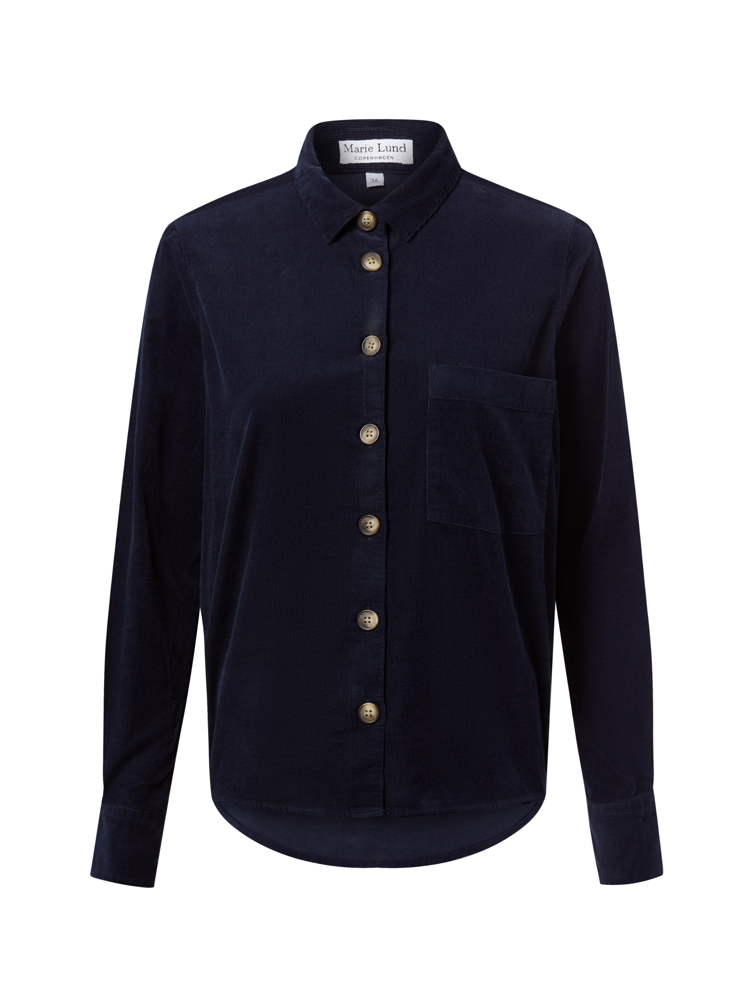 Marie Lund Cordbluse in Blau: Vorderseite