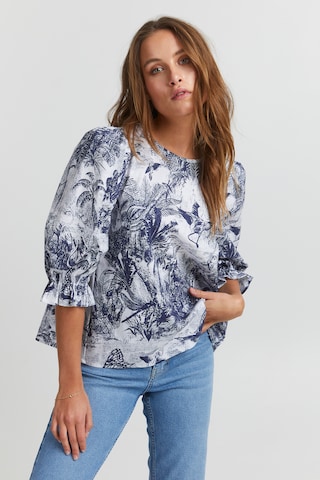 PULZ Jeans Blouse 'PZNADIA' in Blauw: voorkant