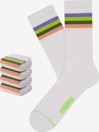 CHEERIO* Socks 'Tennis Type' in Dusty blue / Olive / Apple / White, Item view
