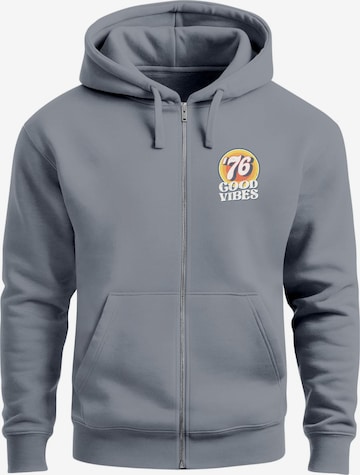 Neverless Sweatjacke 'Good Vibes '76' in Grau: Vorderseite