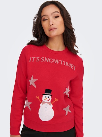 ONLY Sweater 'XMAS HAPPY' in Red