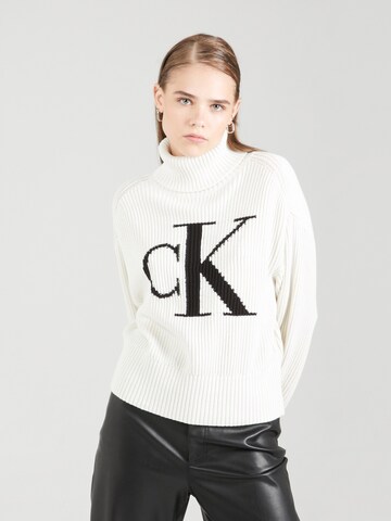 Calvin Klein Jeans Trui in Wit: voorkant